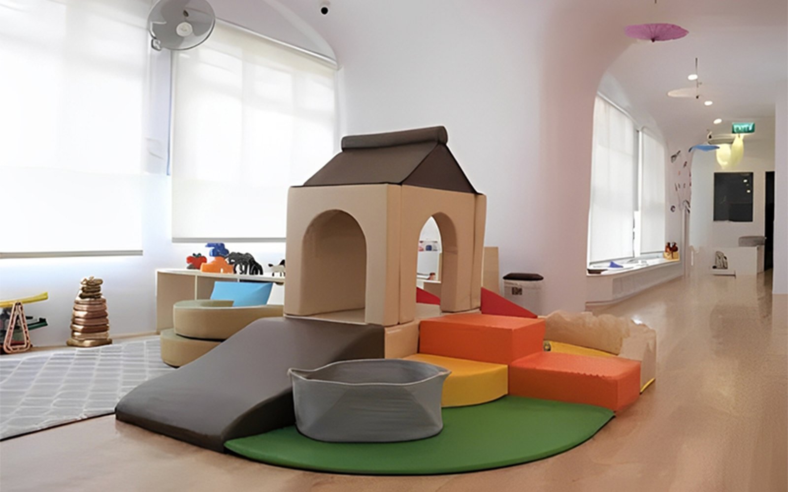 Indoor soft play area for gross motor activities