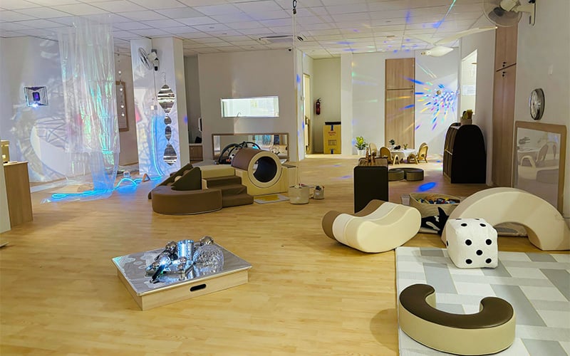 Reggio Emilia classroom setup at an E-Bridge preschool campus.